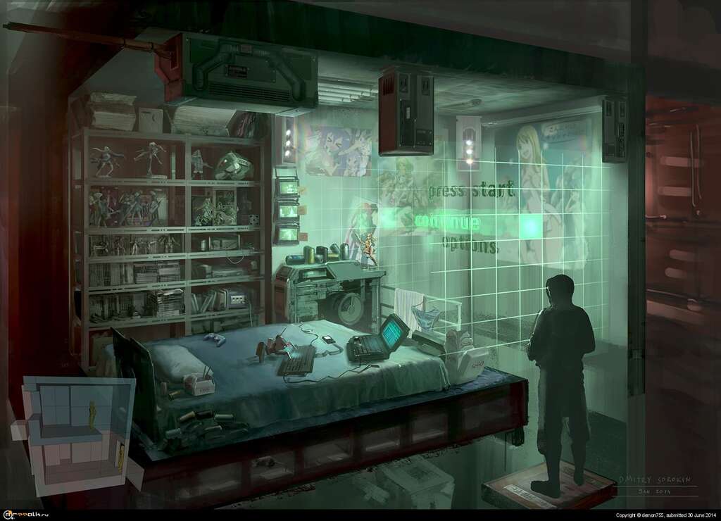 Cyberpunk. Otaku Place, Bedroom