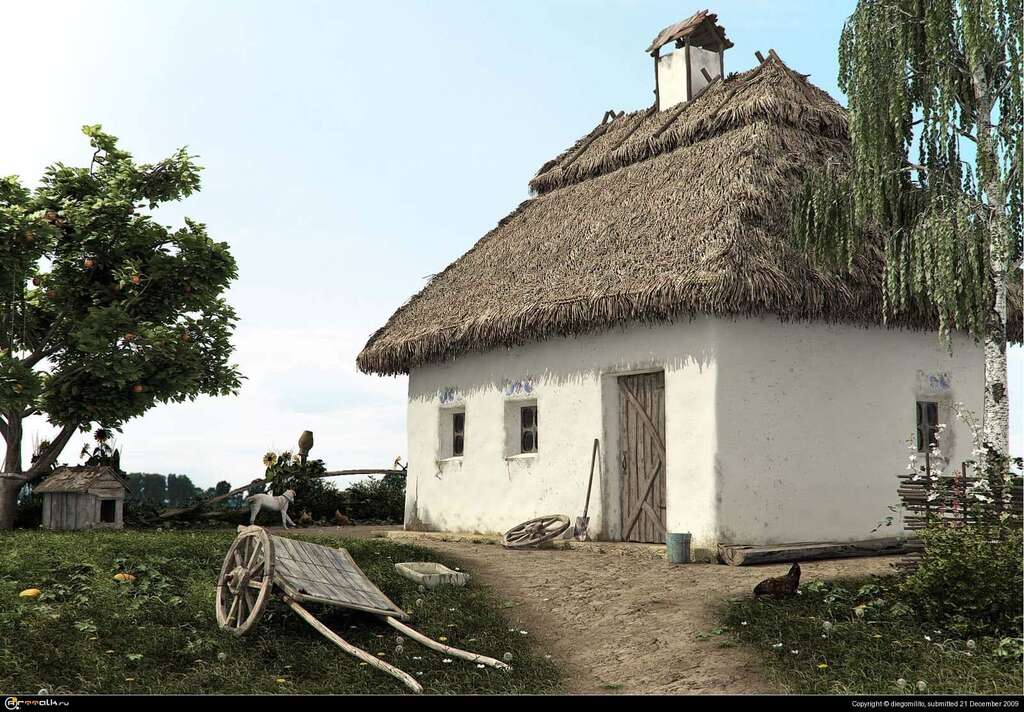 мазанка на краю села