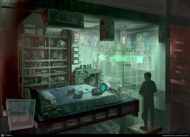 Cyberpunk. Otaku Place, Bedroom