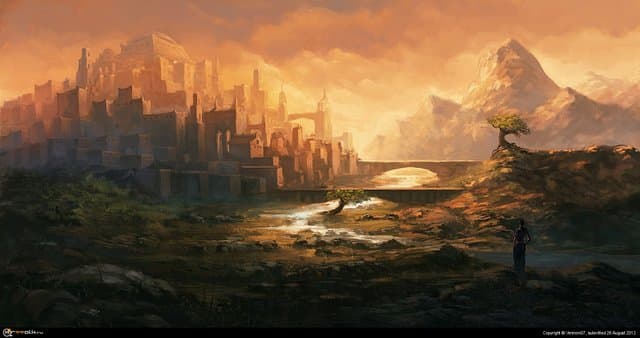 Город на закате