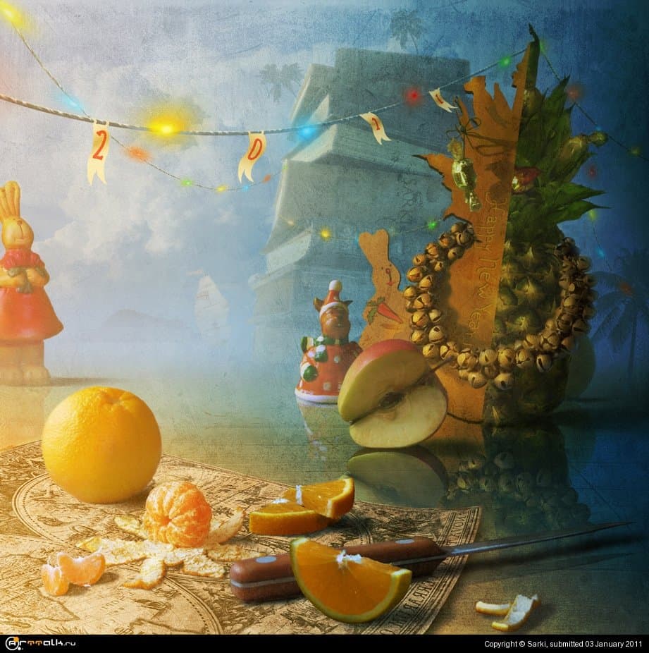 натюр с ананасом ...и с Новым годом!