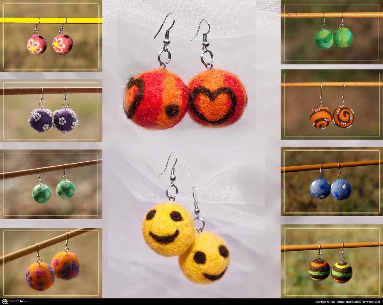 Серёжки из шерсти