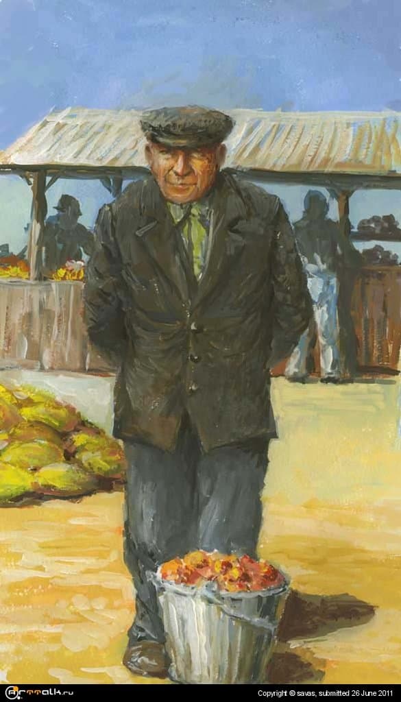 Дедуля на меркенском рынке