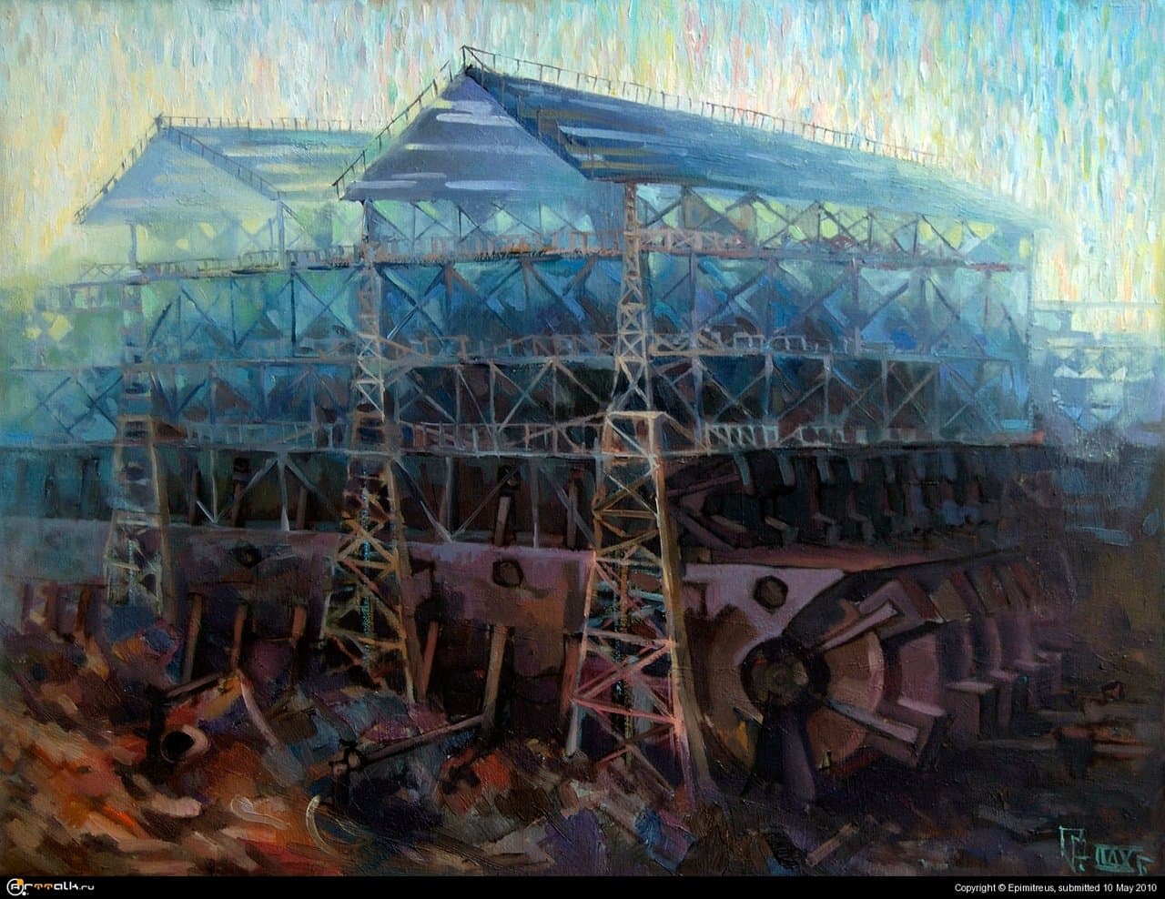 Утро. Металлобаза тает.