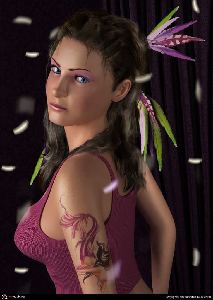 Девушка с перьями