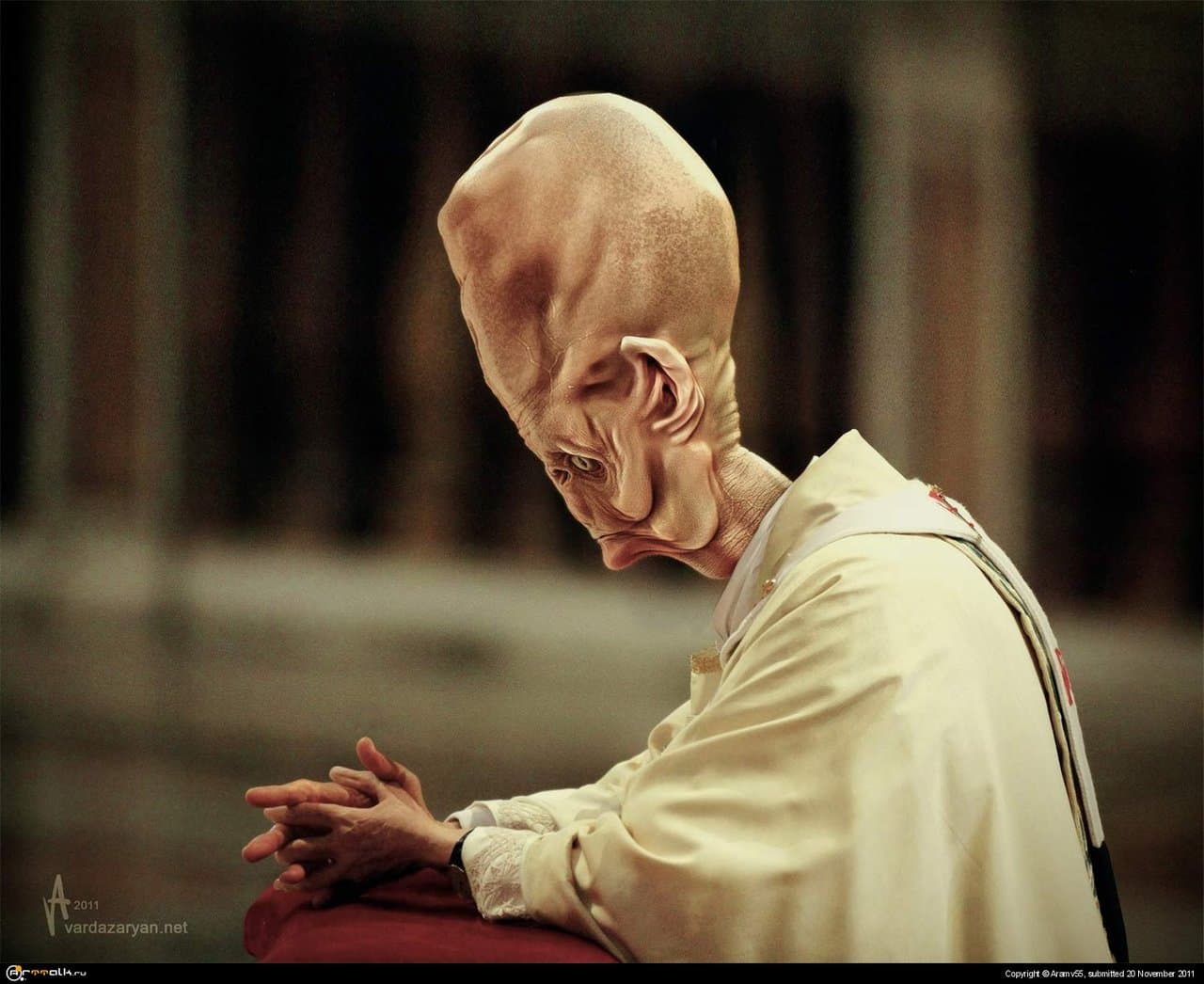 Alien Pope  Prays