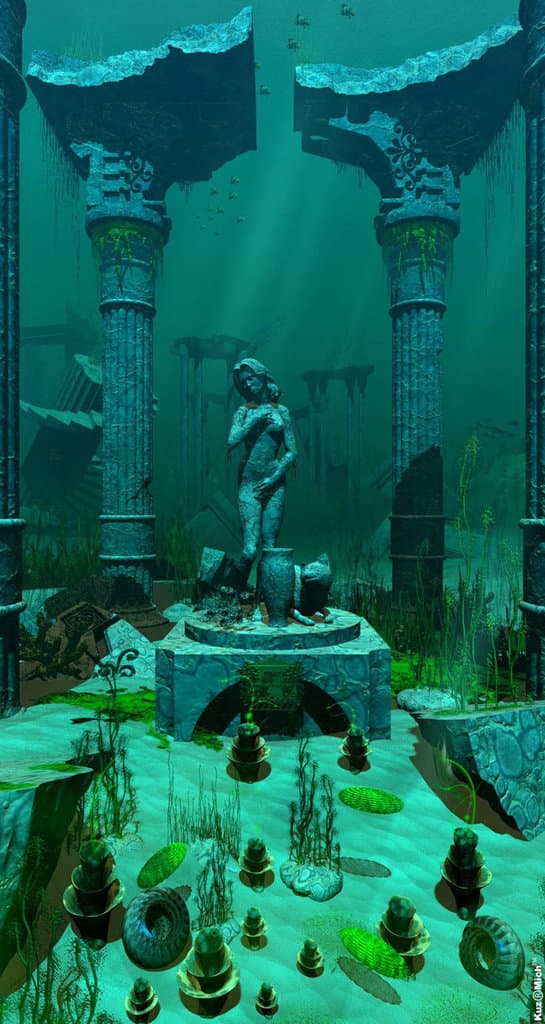 Руины подводного заброшенного храма