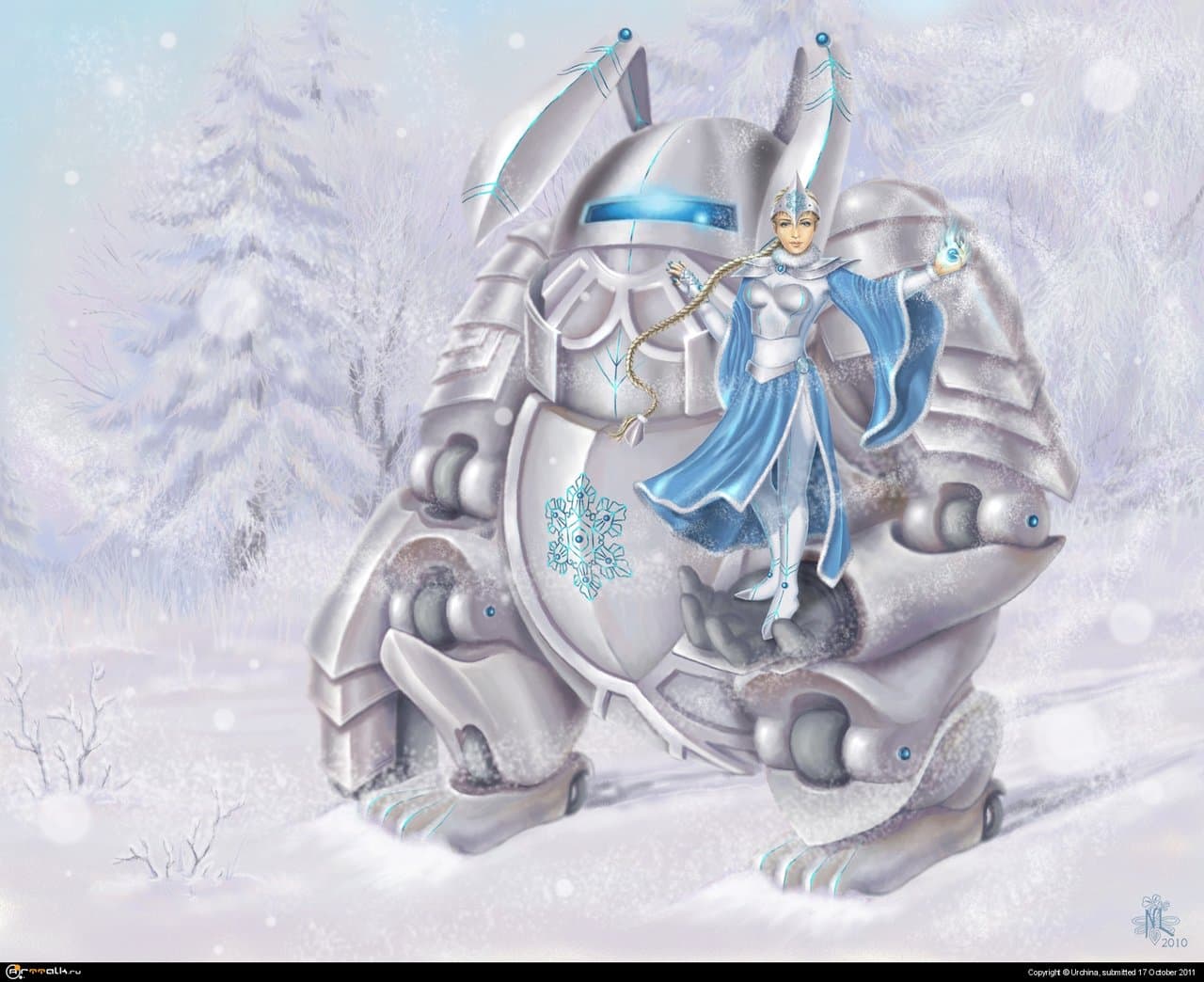Cyber-snow Maiden And A Mobile Rabbit Armor