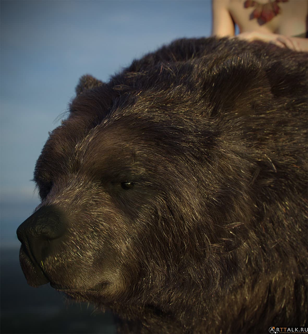 Hair&Fur&Feathers + Lookdev+Render&Lighting for Bear rider(collaboration with Maria Panfilova)
