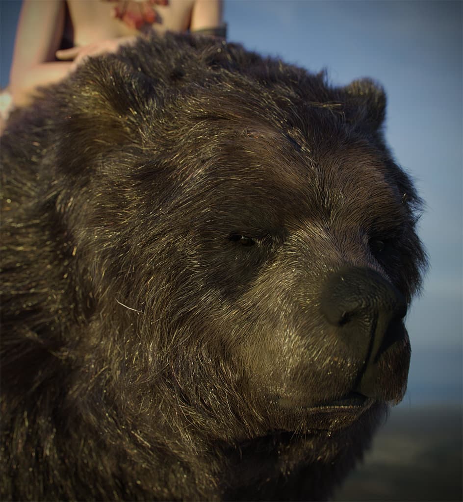 Hair&Fur&Feathers + Lookdev+Render&Lighting for Bear rider(collaboration with Maria Panfilova)