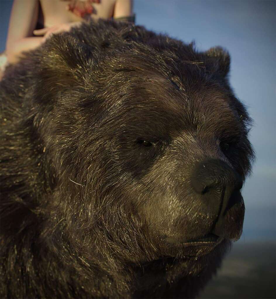 Hair&Fur&Feathers + Lookdev+Render&Lighting for Bear rider(collaboration with Maria Panfilova)